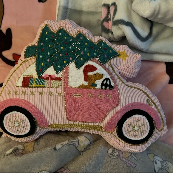 Dachshunds Christmas tree Christmas pink pillow - Picture 3 of 5